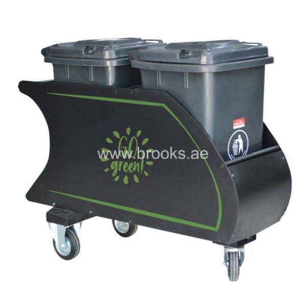 Brooks Black Metal Cart with 2x10 Ltr Bin - Image 2