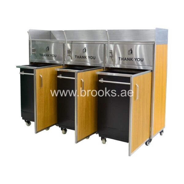 Brooks 3 Stream Food? Court Bin with Inner Portable Trolley bin - Image 3