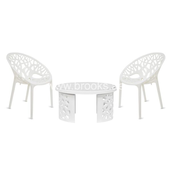 Nilkamal PP Crystal 2 Chair + Coffee Table Set White?