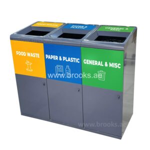 Brooks 3 Stream Recycle Bin 336 Ltr