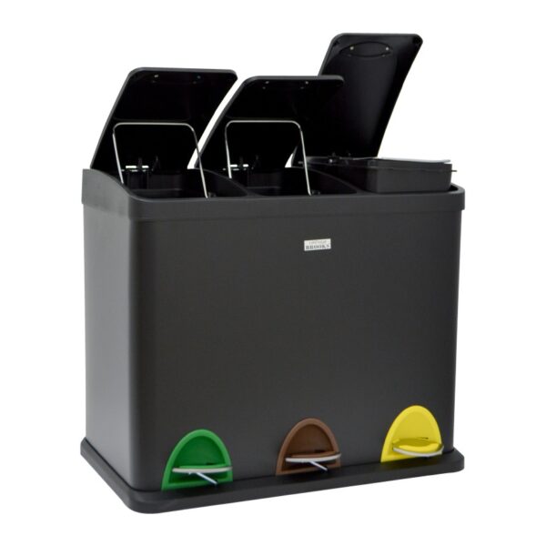 Brooks Zolis 3Stream Recycle Pedal Bin FPR 24Ltr Black - Image 3
