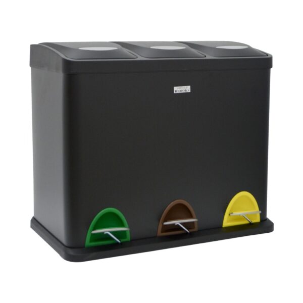 Brooks Zolis 3Stream Recycle Pedal Bin FPR 24Ltr Black - Image 4