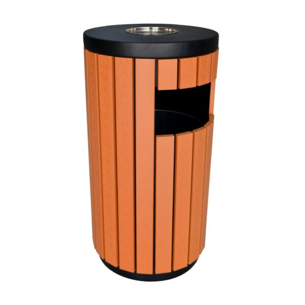 Brooks Prism Metal Round Ashtray Bin Wooden Black 40Ltr - Image 5