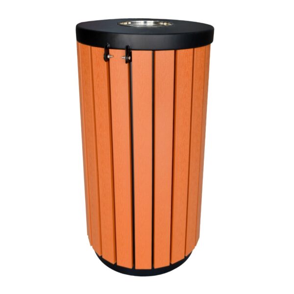 Brooks Prism Metal Round Ashtray Bin Wooden Black 40Ltr - Image 2
