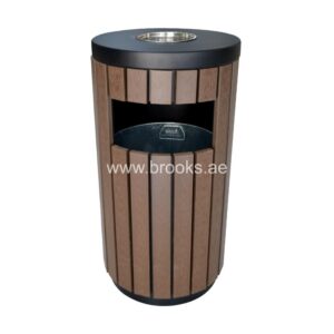 Brooks Prism Metal Round Ashtray Bin Coffee Black 40Ltr