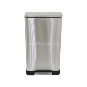 Brooks CANVO Matt Steel Silver Pedal Bin 50Ltr
