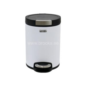Brooks ELVY Matt Steel White Pedal Bin 5 Ltr
