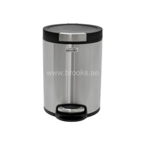 Brooks ELVY Matt Steel Silver Pedal Bin 5 Ltr