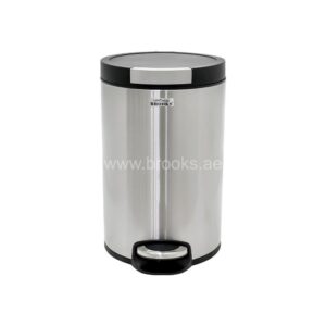 Brooks ELVY Matt Steel Silver Pedal Bin 8 Ltr