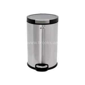Brooks ELVY Matt Steel Silver Pedal Bin 12Ltr