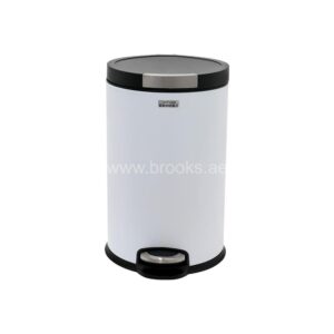 Brooks ELVY Matt White Pedal Bin 12Ltr