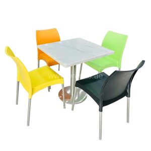 NOVELLA 07 Chair Square Marble Top Table Set