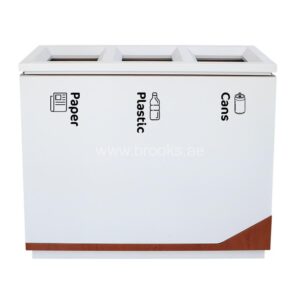 Brooks 3 Stream Metal Recycle Bin White 165Ltr