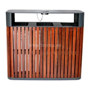 Brooks 3 Stream Recycle Bin Metal+Wood White 180Ltr with Ashtray Lid