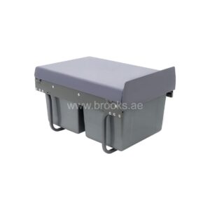 Brooks Lyno Twin Kitchen Cabinet Bin with Metal Frame Grey 2x15Ltr