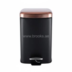 Brooks Black Square Pedal Bin with Copper Lid 12ltr