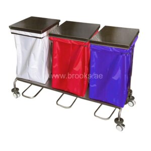 Linen Pedal Trolley With Wheel & Lid 3 Stream 