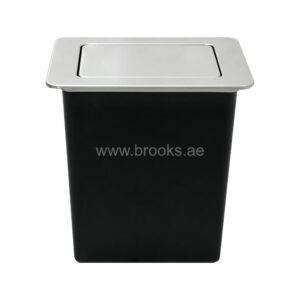 Brooks Countertop Recessed Trash Can with Flap Black with Silver Lid 10Ltr