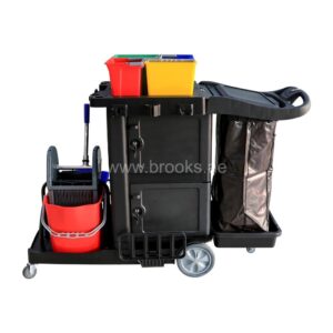Brooks Valxio Janitor Cart Mop Wringer 20Ltr+Door+Cart Bag+4Buckets 6Ltr
