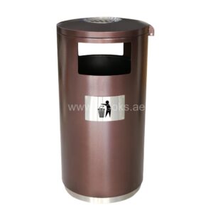 Brooks GS Round Open Bin with Ashtray Lid Brown 120Ltr