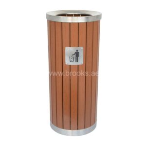 Square Wooden + Metal Round Open Bin 50Ltr