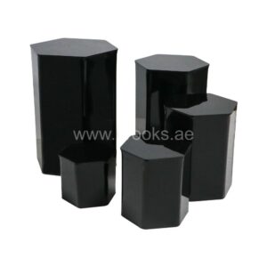 Veelex Black Hexagonal Acrylic Showcase Display Riser Stands with Hollow Bottoms 5pcs Pack