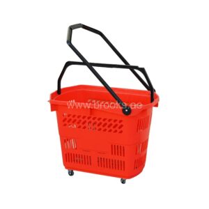 Plastic Trolley Shopping Basket Red