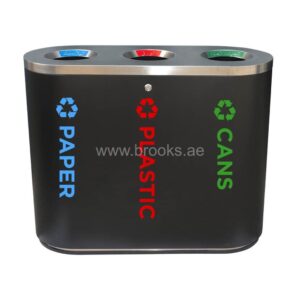 Brooks 3 Stream SS Recycle Bin Black 135Ltr