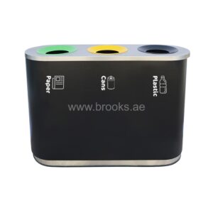 Brooks 3 Stream SS Recycle Bin Black 120Ltr