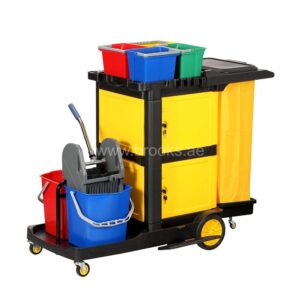 Brooks Janitor Cart with Mop Wringer + Door+Buckets 4Ltr