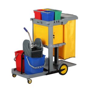 The Brooks Janitor Cart with Mop Wringer+Door+Buckets (41Ltr)