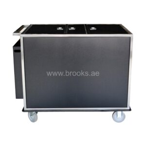 Brooks Vegan SS Service Trolley with Side Bin Top Open