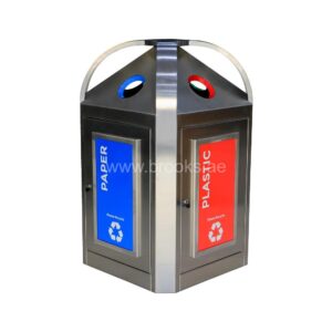 Brooks 4 Stream SS Square Recycle Bin 400Ltr