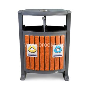 Brooks LOFF Recycle 2 Stream Bin with Veelex  Ashtray Lid