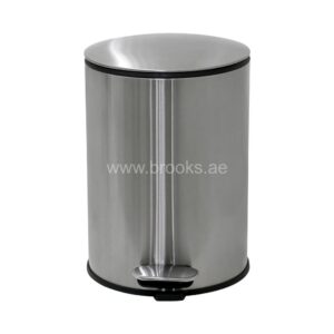 Brooks Hennex SS Round Pedal Bin Silver 8Ltr 